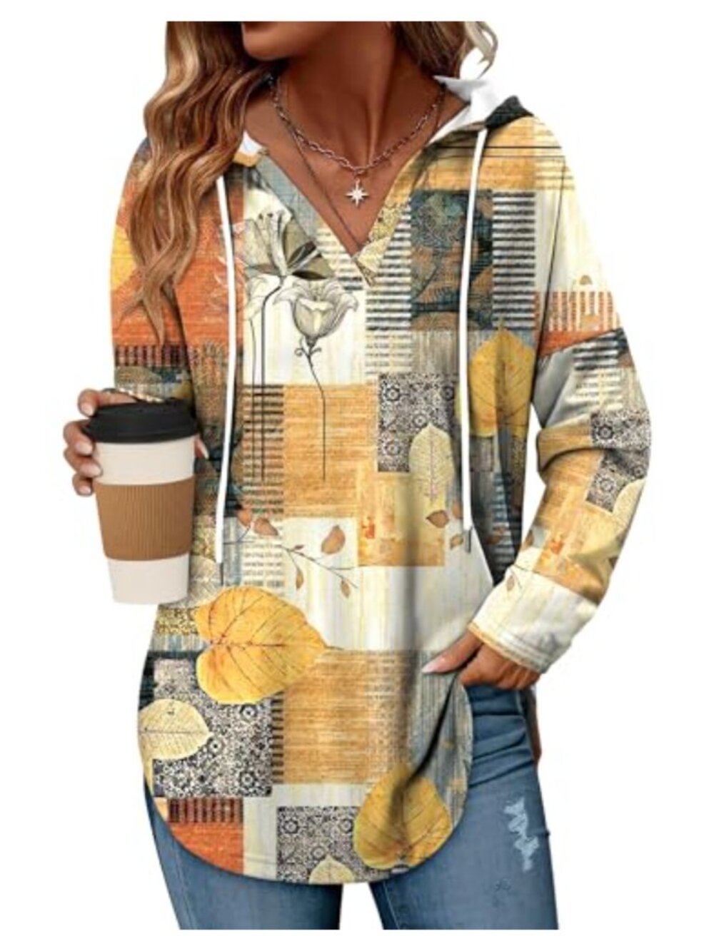 Oversized V Neck Pullover Hoodie Long Sleeve Sweatshirt